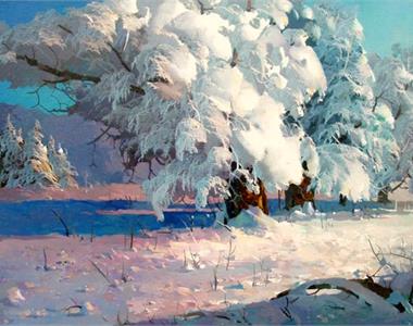 Художник Быков Виктор Александрович картина Деревья в снегу Современная живопись 